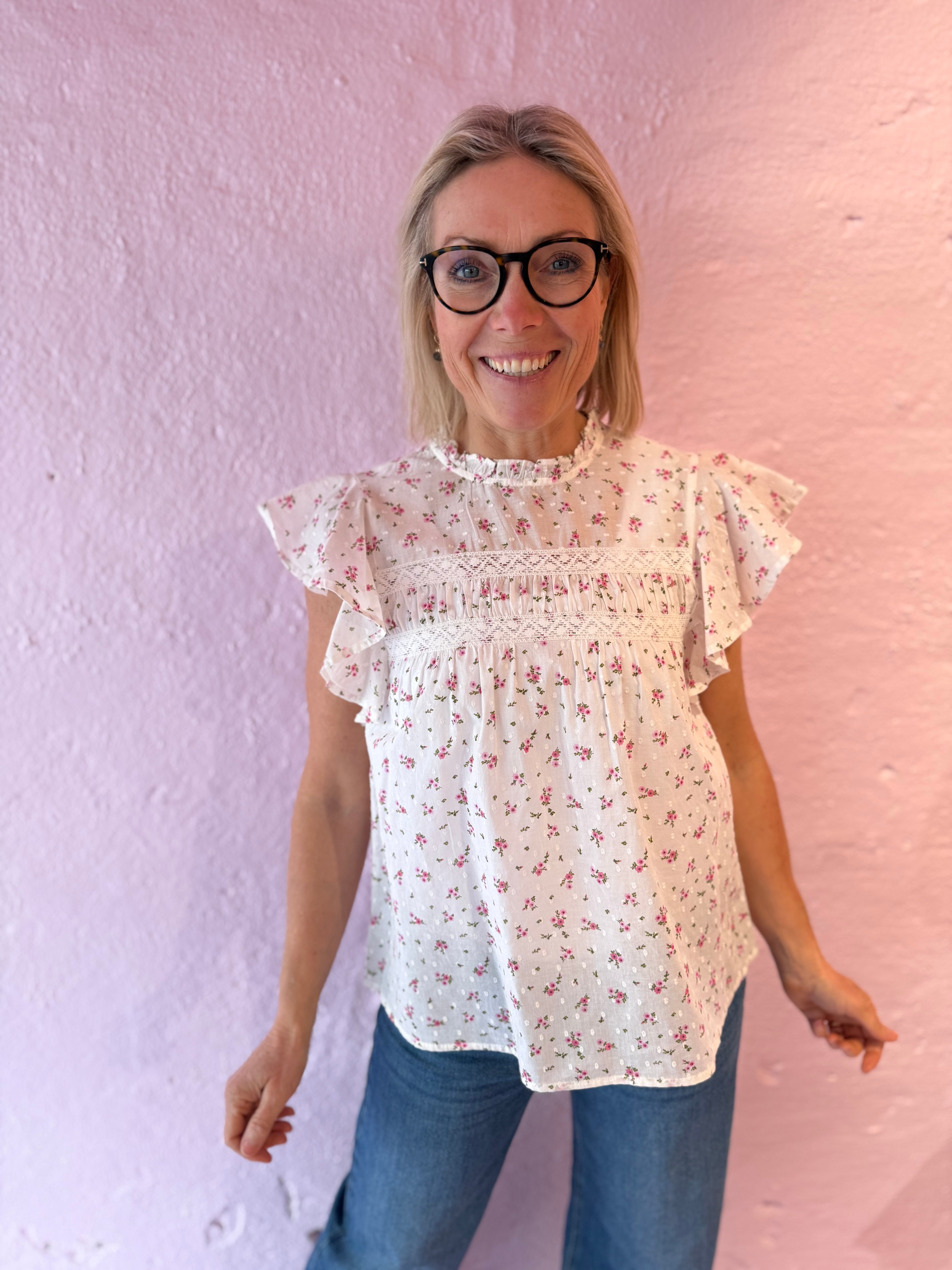 VMTRINE Top - Lyserød blomst